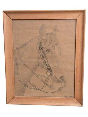 Vintage Framed Horse Sketch by W.R. Eicher 6/1910